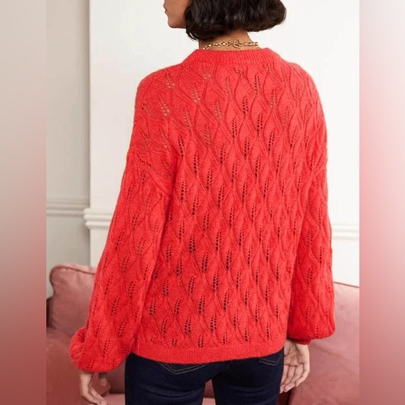 Boden Pointelle Fluffy Sweater Bright Coral K0555 Plus Size 20 / 22 Wool Aplaca - Picture 2 of 16